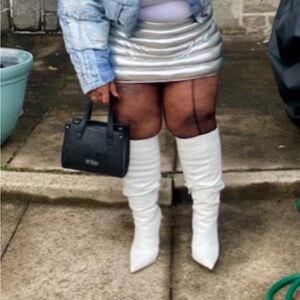 White knee boots stiletto heel